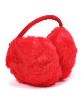Colorful Extra Fluffy Faux Fur Polyester Ear Warmers, Red