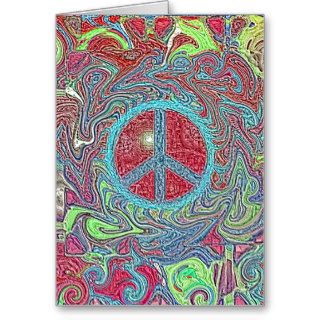 Psychedelic Groovy Trippy Peace Sign Card