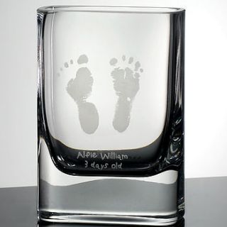 personalised baby print glass vase by catherine daley designs