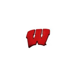 University of Wisconsin Badgers "W" Red Logo NCAA College Chrome Plated Premium Metal Car Truck Motorcycle Emblem  Automotive Decorative Emblems  Sports & Outdoors