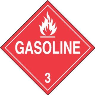 Accuform Signs MPL304VP100 Plastic Hazard Class 3 DOT Placard, Legend "GASOLINE 3" with Graphic, 10 3/4" Width x 10 3/4" Length, White on Red (Pack of 100) Industrial Warning Signs