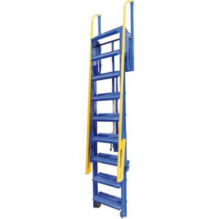 Vestil Extendable Rolling Step Ladder — 10-Step Model, 156in.L x 39in.W x 20in.D, Model# LAD-FM-10  Rolling Ladders   Platforms