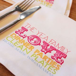 personalised napkins by pickle pie gifts