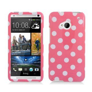 Aimo HTCM7PCPD304 Trendy Polka Dot Hard Snap On Protective Case for HTC One/M7   Retail Packaging   Light Pink/White Cell Phones & Accessories
