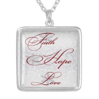 Red Faith Hope Love Snow Flakes Necklace