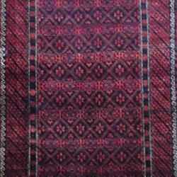 1950s Antique Persian Hand knotted Tribal Balouchi Burgundy/ Ivory Wool Runner (4'6 x 10'8) Runner Rugs