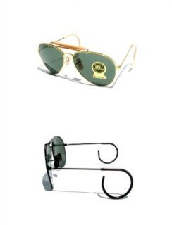 2 Pairs   Looped Cable Arm Outdoorsman Aviator Sunglasses with G 15 Glass Lenses / Black and Gold Metal (marked 14K but not real gold) / Mens and Womens Vintage Retro Glasses Clothing