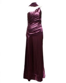 Ladies Purple Color One Shoulder Long Satin Evening Dress