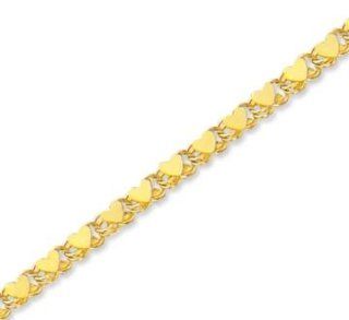 14k Yellow Gold Unique Stylish Heart Ankle Bracelet Jewelry