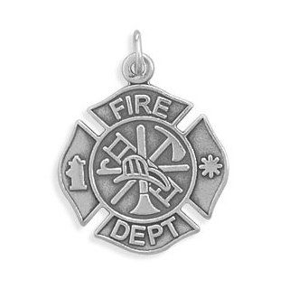 Firefighter Maltese Cross Medallion Charm Sterling Silver, Made in the USA Jewelry