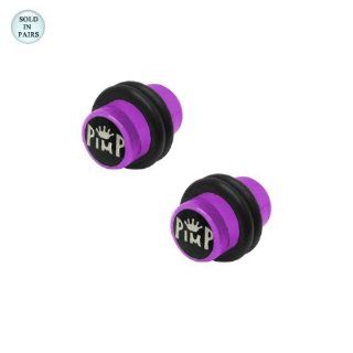 2 Gauge Pimp Logo Acrylic Purple Ear Plug Body Piercing Plugs Jewelry