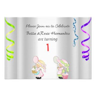 Twins 1st Birthday Announcement Party Silver