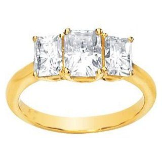 Jewelplus 3 Stone Created Moissanite Anniversary Ring 14K White 07.00 X 05.00 Mm2 1/2 Ct Tw Wedding Bands Jewelry