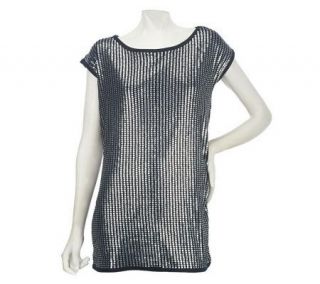 Belle Gray by Lisa Rinna All Over Sequin Knit Top —