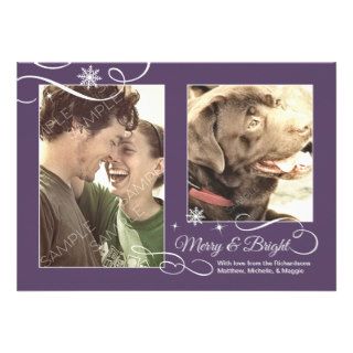 Merry & Bright Snowflakes Holiday Photo Card Custom Announcements
