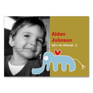 Cartoon Elephant Kids Custom Photo Playdate Card Business Card Template