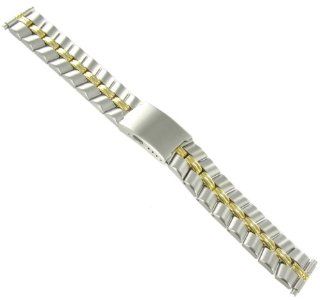 16 20mm Timex Adjustable Silver and Gold Tone Deployment Buckle Stainless Steel Watch Band 309 TX767T Watches