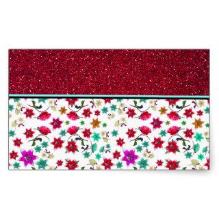 Abstract Red Floral Red Glitter Photo Print Sticker