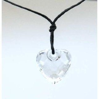 Clear Faceted Plastic Heart Pendant on 22" Cord Jewelry