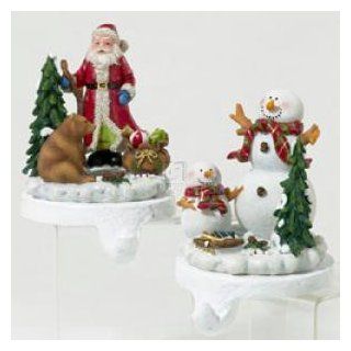 Resin Santa & Snowman Stocking Holders   Christmas Stockings