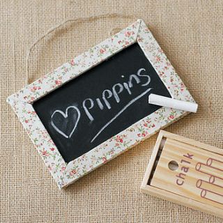 floral chalkboard with box of chalk by pippins gift company