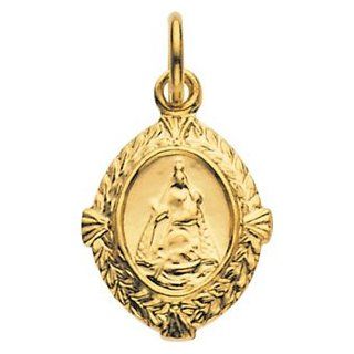 14K Yellow Gold Caridad Del Cobre Medal by US Gems Pendants Jewelry