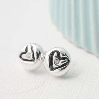 heart pebble solid silver stud earrings by green river studio