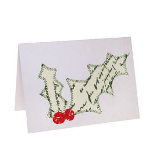set of three 'holly' christmas card by lucie pritchard