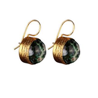 saliha green fire agate earrings by sultanesque