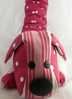 new handmade red spot sausage dog excluder by coast and country interiors