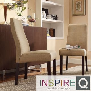 INSPIRE Q Marcey Tan Linen Wave Back Dining Chair (Set of 2) INSPIRE Q Dining Chairs