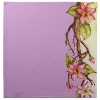 Watercolor, red flowers on a spring tree branch napkins