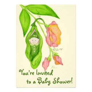 Sweet Pea Girl Baby Shower Invitation
