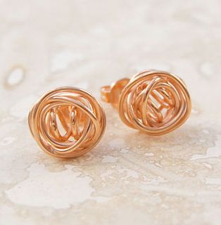 rose gold nest stud earrings by otis jaxon silver and gold jewellery