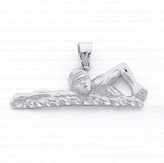 Sterling Silver Male Swimmer Charm Pendant Jewelry