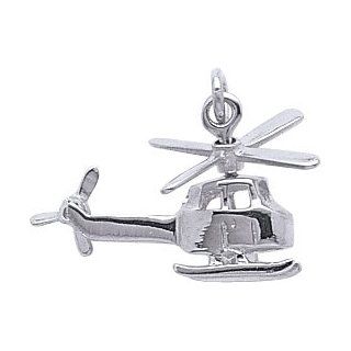 Rembrandt Charms Helicopter Charm, 14K White Gold Bead Charms Jewelry