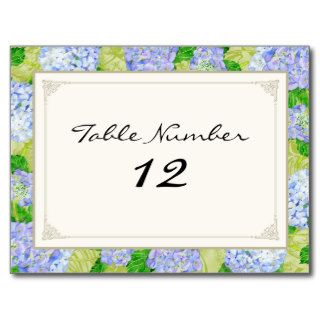 Table Numbers Blue Hydrangea Lace Floral Formal Postcard