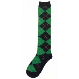 Sock It To Me Navy Green Argyle Womens Knee High Sock Clothing