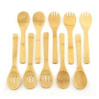 10 Piece Bamboo Cooking / Serving Utensil Set Spoons Kitchen & Dining