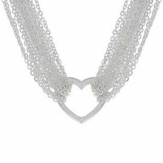 Sterling Silver Multi Strand Open Heart Necklace Glitzs Jewelry