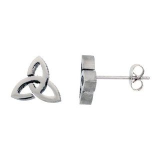 Small Stainless Steel Trinity Stud Earrings, 3/8 inch diameter Jewelry