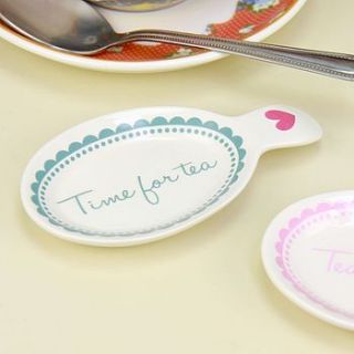 time for tea, ceramic tea bag rest by lisa angel homeware and gifts