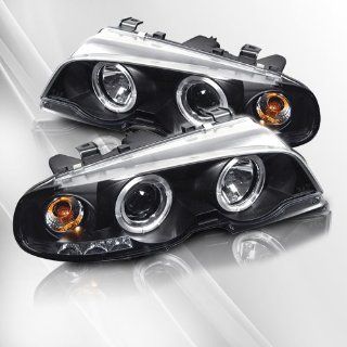 BMW 323i 325i 328i 330i M3 (E46) 99 00 01 2DR Projector Headlights /w Halo/Angel Eyes ~ pair set (Black) Automotive