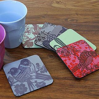 six bird print coasters by that lovely shop