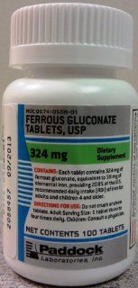 PACK OF 3 EACH FERROUS GLUCONATE 324MG PADD 100TB PT#574050801 Health & Personal Care