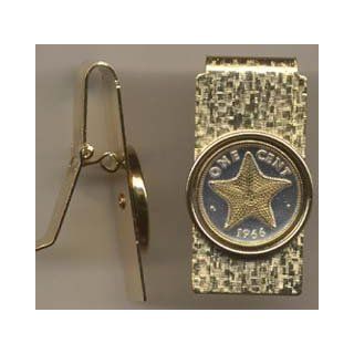 Bahamas 1 Cent Star Fish Two Toned Coin Hinged Money Clip Sports & Outdoors
