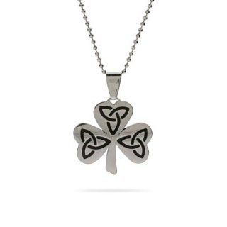 Stainless Steel Lucky Celtic Shamrock Pendant Length 24 inches (Lengths 18 inches 20 inches 24 inches Available) Eve's Addiction Jewelry