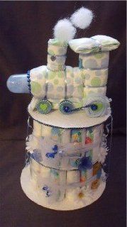 Blue Orange Green Train Baby Shower Gift Diaper Cake Centerpiece  Other Products  