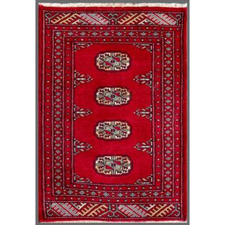Pakistani Hand Knotted Bokhara Red/Ivory Wool Accent Rug (2' x 3') Accent Rugs
