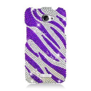Eagle Cell PDHTCONEXS326 RingBling Brilliant Diamond Case for HTC One X   Retail Packaging   Purple Zebra Cell Phones & Accessories
